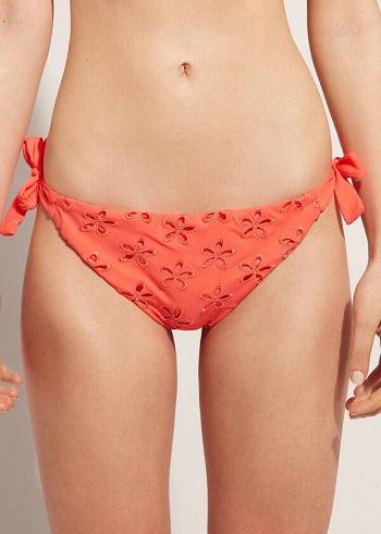 Abajo De Bikini Calzedonia Side Tie Corfù Mujer Coral Naranjas | CL1561RW