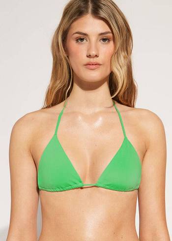 Arriba De Bikini Calzedonia Triangle String Indonesia Eco rosa Mujer Verde | CL2043KI