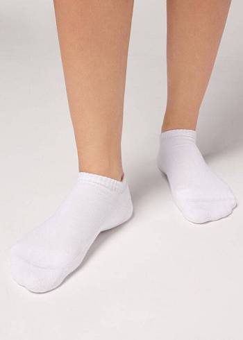 Calcetines Calzedonia Algodon No-Show Deporte Mujer Blancas | CL2292UT