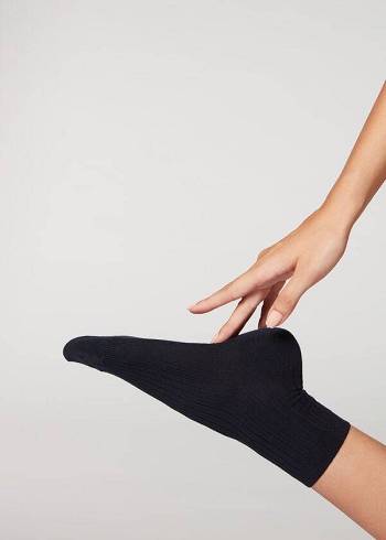 Calcetines Calzedonia Cashmere Blend Corta Mujer Azules | CL2350WY