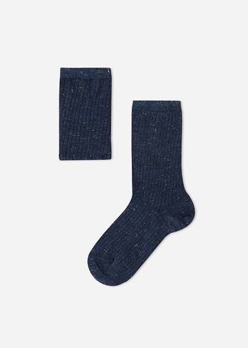 Calcetines Calzedonia Cashmere and Glitter Corta Niños Azules | CL3088XF