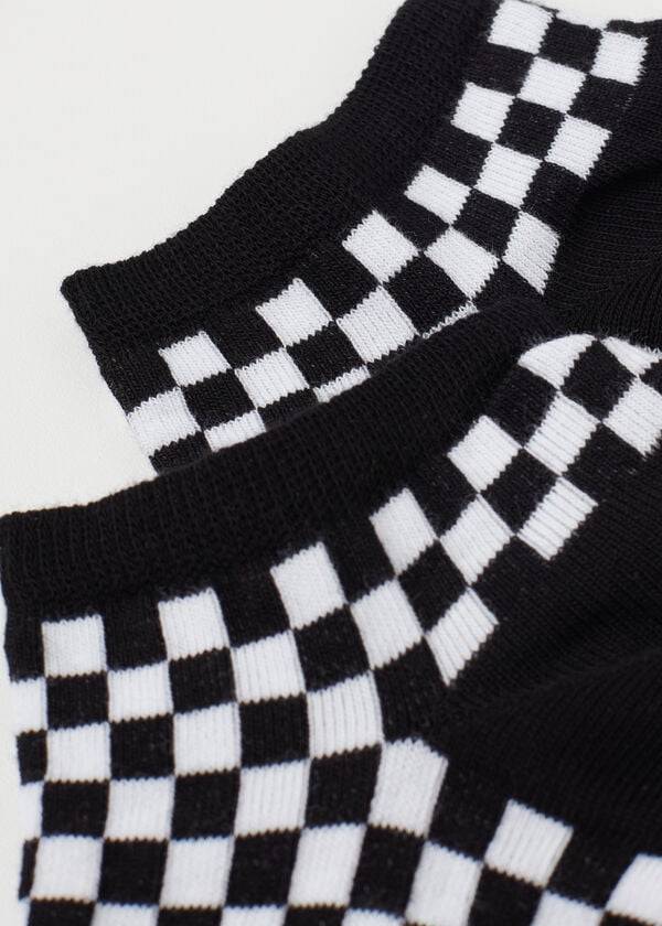 Calcetines Calzedonia Checkered No-Show Mujer Negras | CL2273FM