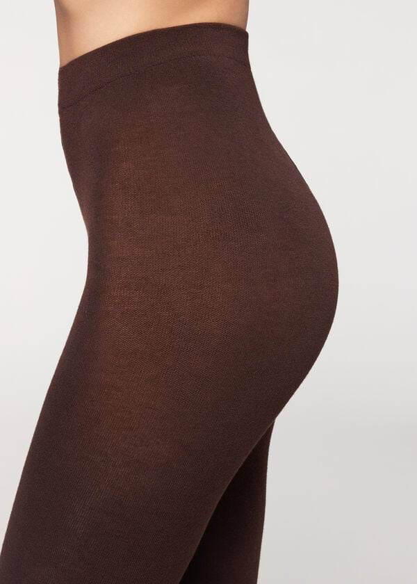 Mallas Calzedonia Soft Modal and Cashmere Blend Opaque Mujer Cafe | CL1058XF