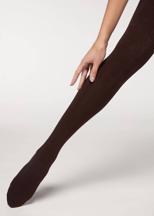 Mallas Calzedonia Soft Modal and Cashmere Blend Opaque Mujer Cafe | CL1058XF