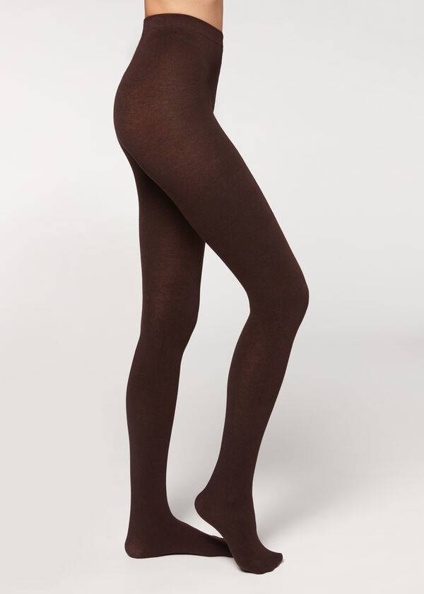 Mallas Calzedonia Soft Modal and Cashmere Blend Opaque Mujer Cafe | CL1058XF