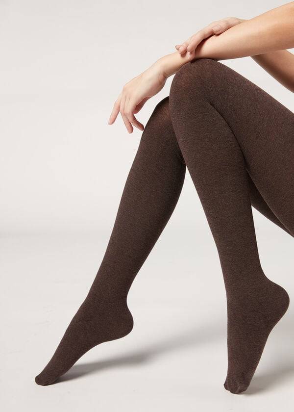 Mallas Calzedonia Soft Modal and Cashmere Blend Opaque Mujer Marrones | CL1065WY
