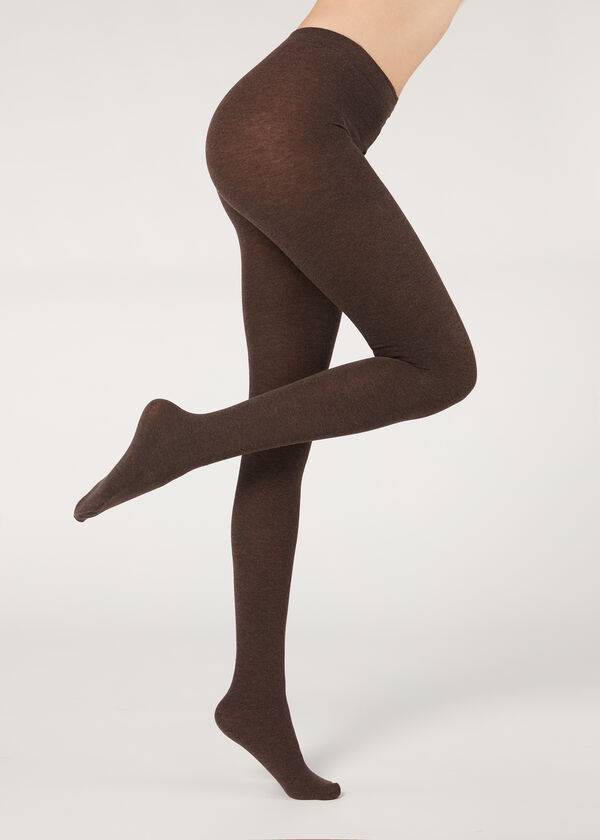 Mallas Calzedonia Soft Modal and Cashmere Blend Opaque Mujer Marrones | CL1065WY