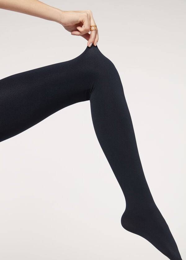Mallas Calzedonia Thermal Super Opaque Mujer Azules | CL1069YU