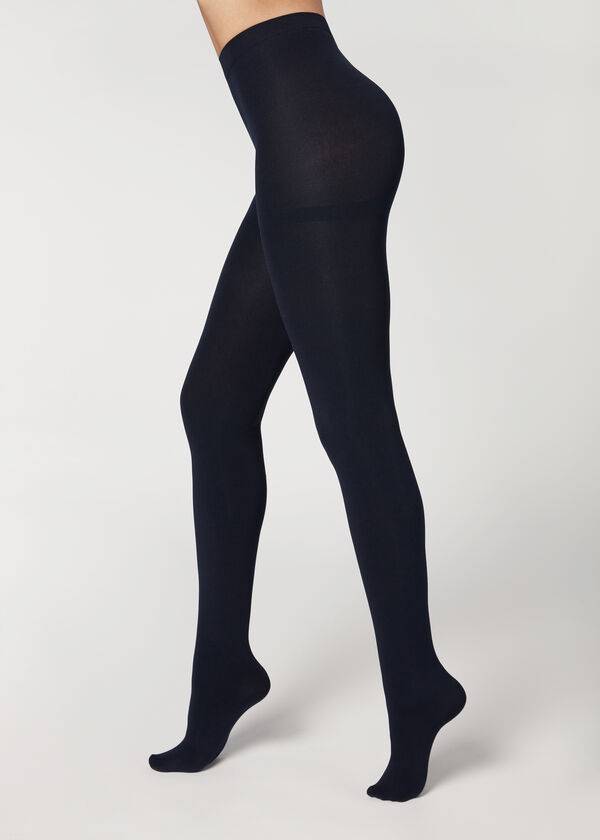 Mallas Calzedonia Thermal Super Opaque Mujer Azules | CL1069YU